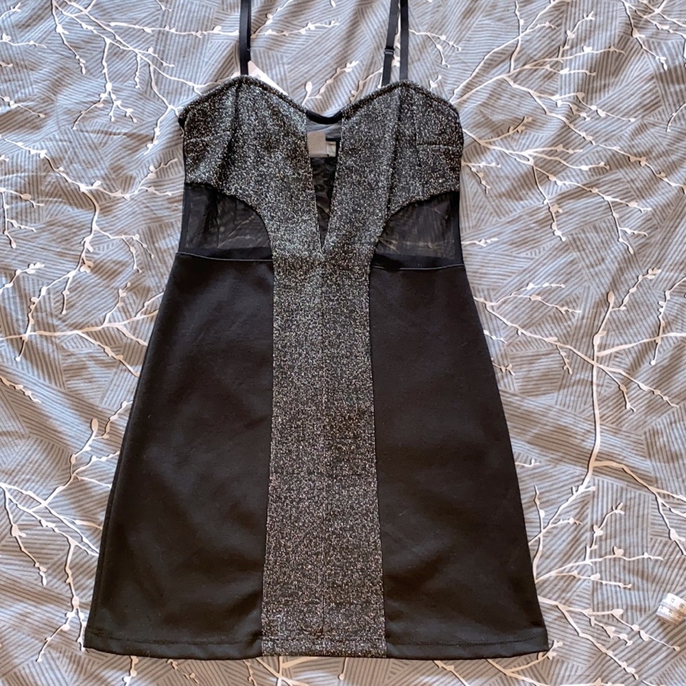 Sexy black dress with sheer cut outs